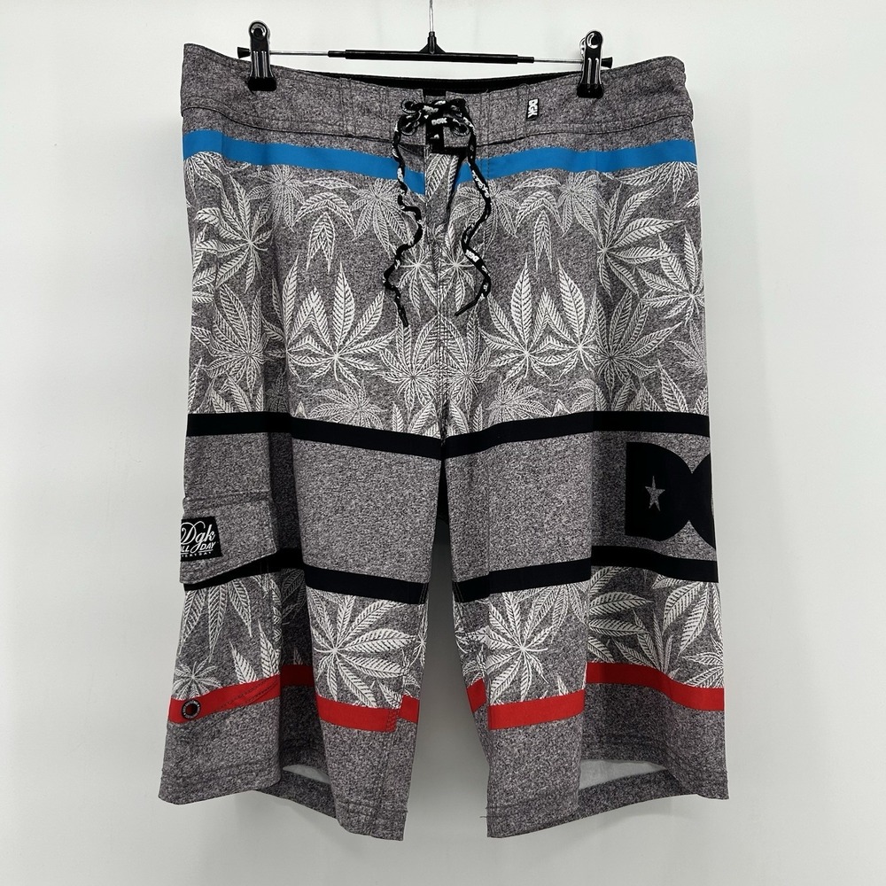 DGK Mens 32 Cannabis Weed Leaf Print Board Shorts‎ Heather Gray Skate Streetwear
